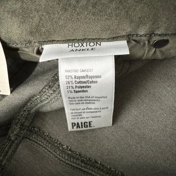 Anthropologie Paige Hoxton High-Rise Coated Ankle Skinny Olive Jeans Size 29 NWT - Picture 11 of 11